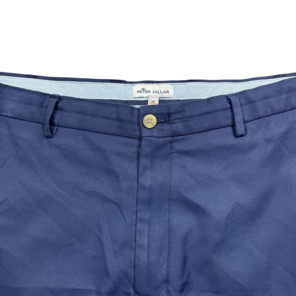 Peter Millar 38 Navy Shorts 100% Polyester Bermuda Golf Tennis Athletic - Picture 2 of 5